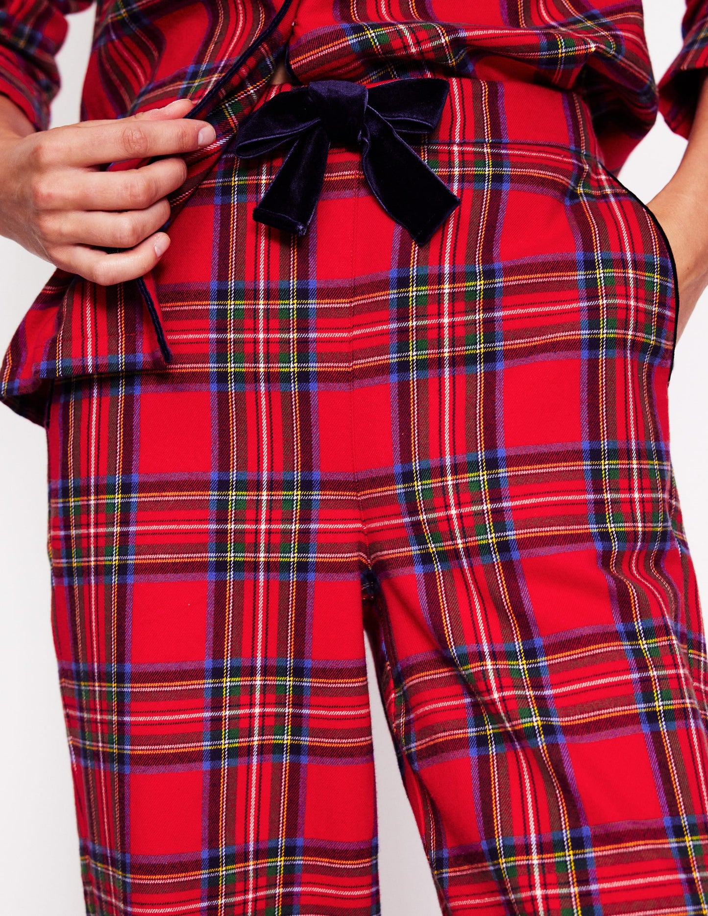 Brushed Cotton Pyjama Trousers-Red and Blue Check