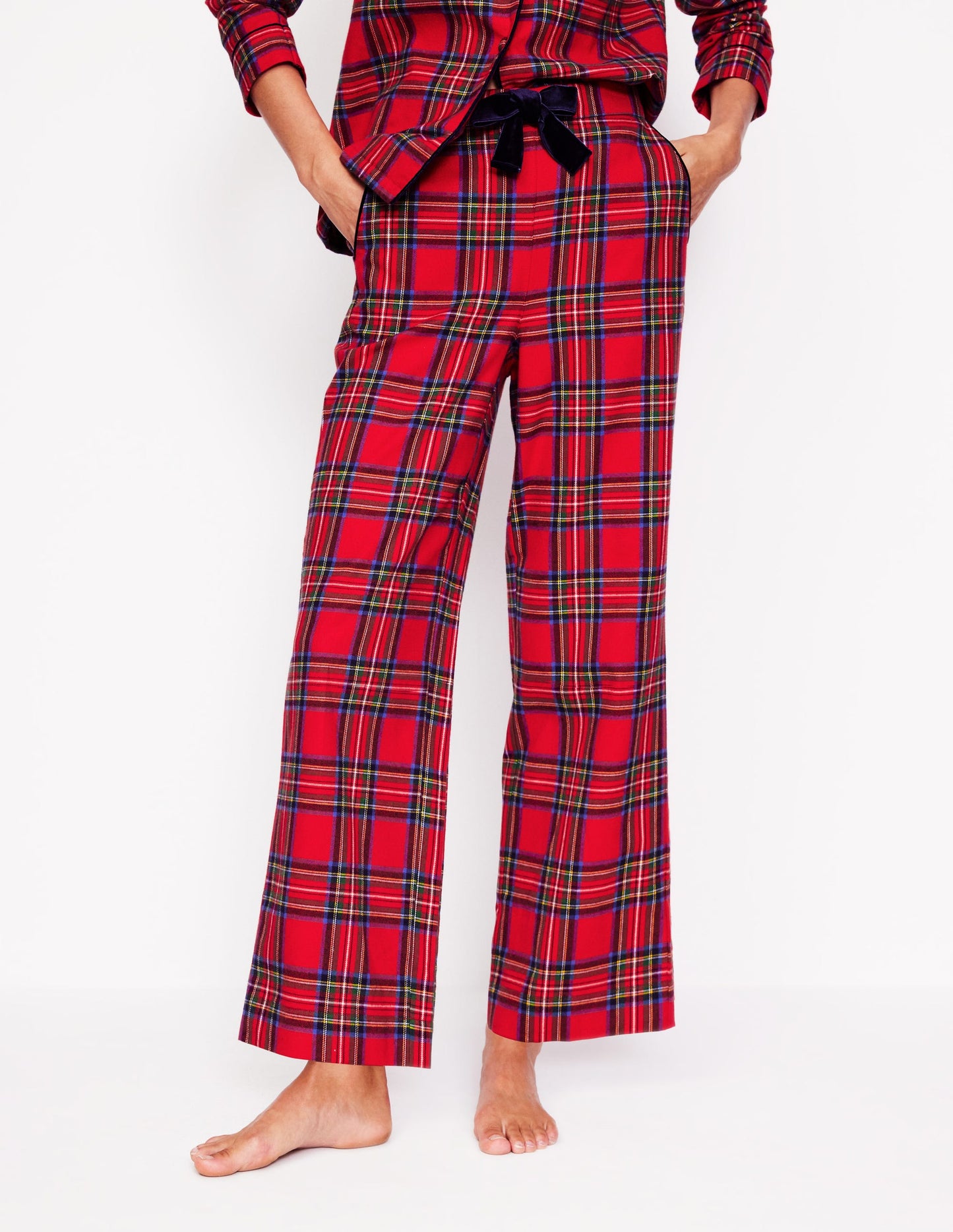 Brushed Cotton Pyjama Trousers-Red and Blue Check