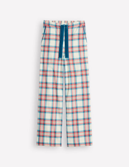 Brushed Cotton Pyjama Trousers-Eggnog & Orange Check