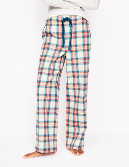 Brushed Cotton Pyjama Trousers-Eggnog & Orange Check