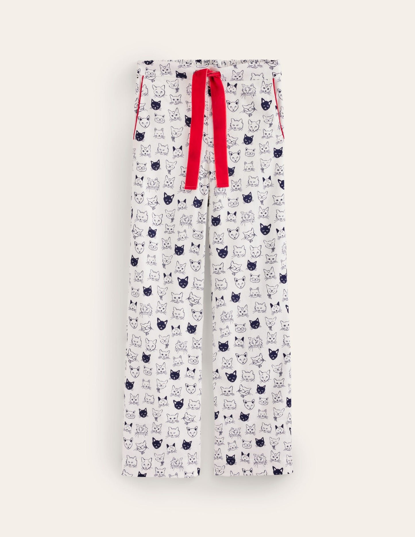 Brushed Cotton Pyjama Trousers-Ivory, Cats