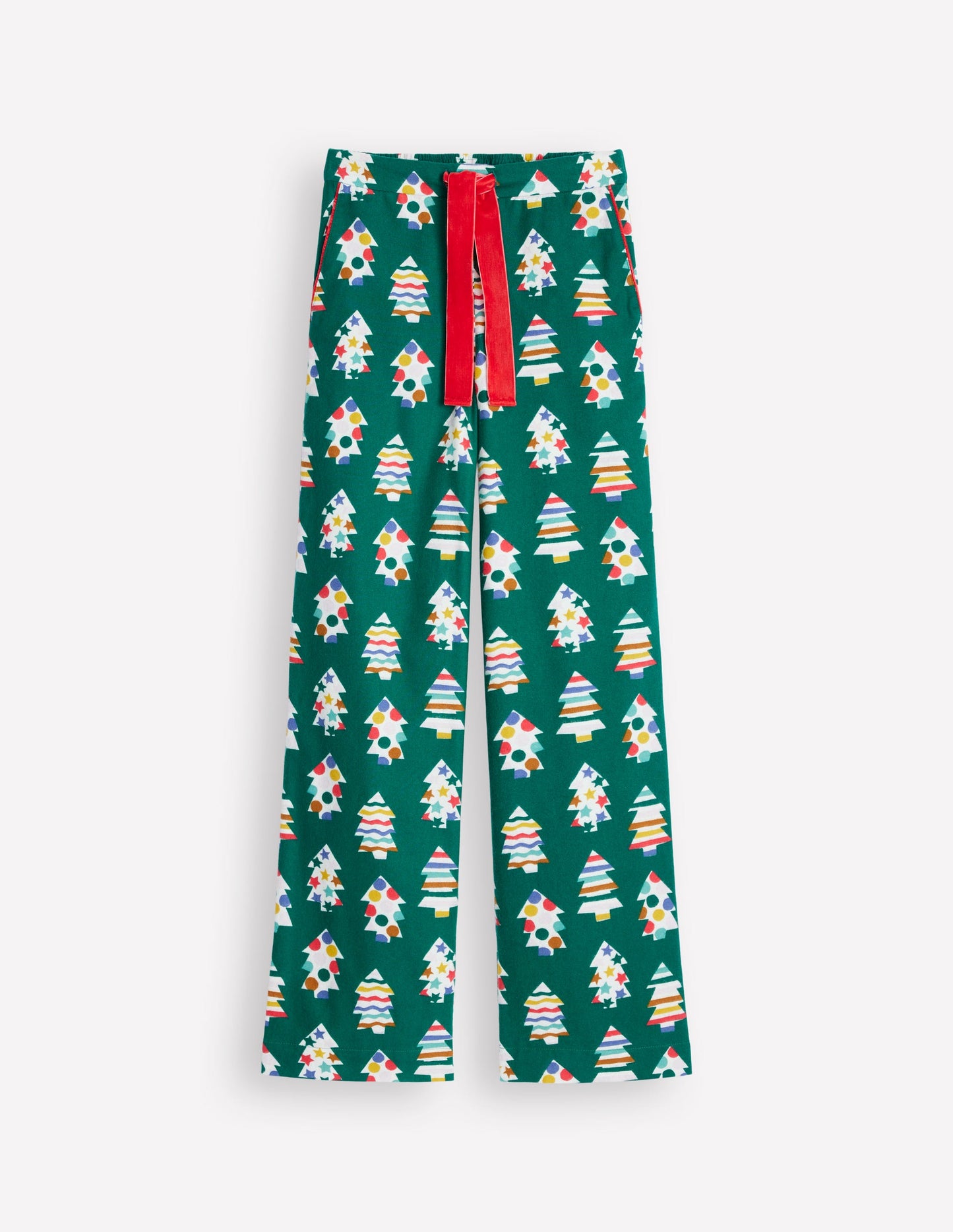 Brushed Cotton Pyjama Trousers-Malachite, Christmas Trees