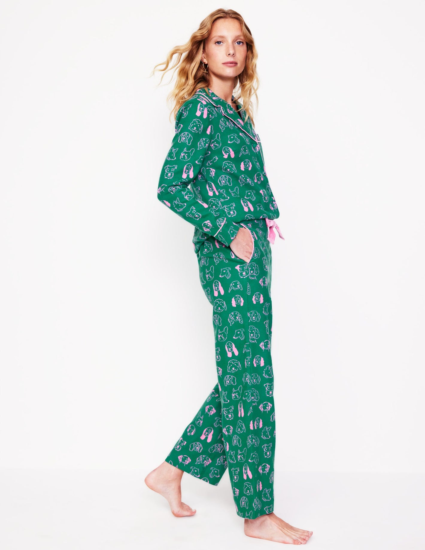 Brushed Cotton Pyjama Trouser -Malachite, Dogs