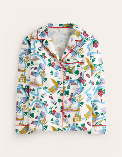 Brushed Cotton Pyjama Shirt-Multi, London Town