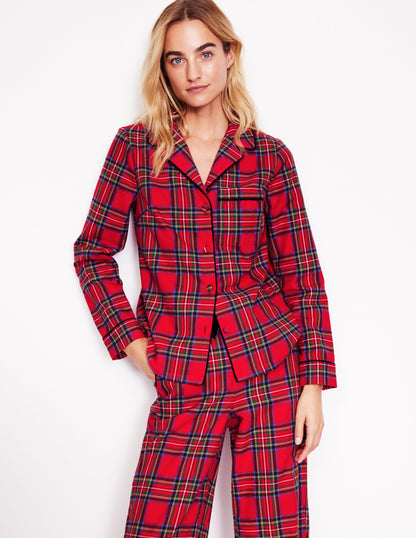 Brushed Cotton Pyjama Shirt-Red and Blue Check