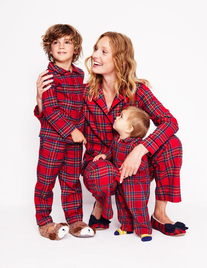 Brushed Cotton Pyjama Shirt-Red and Blue Check