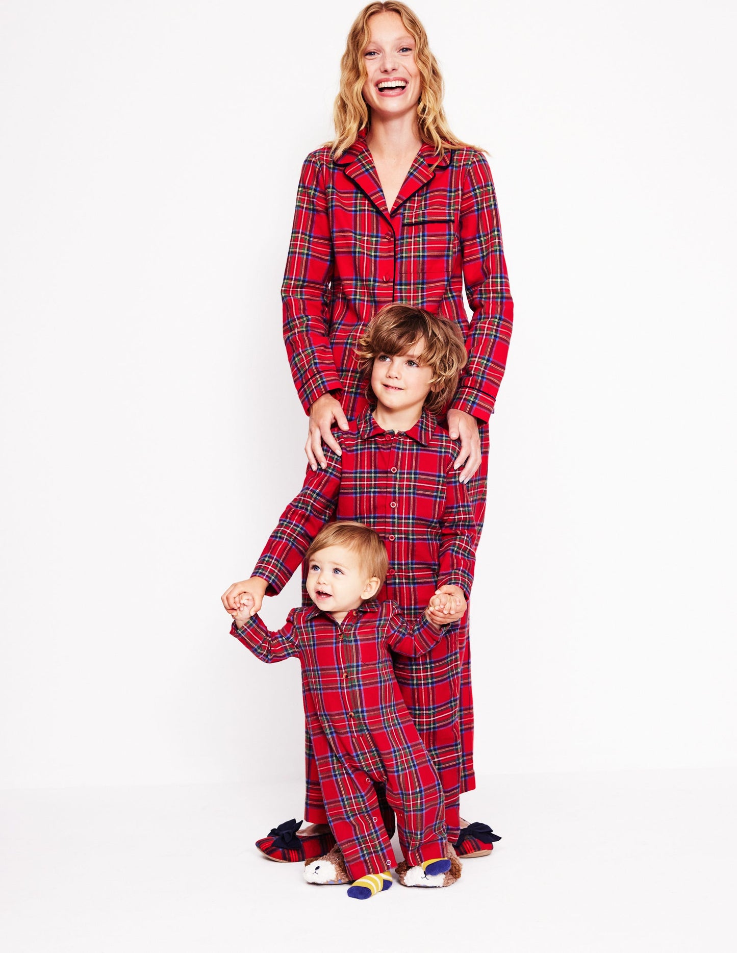 Brushed Cotton Pyjama Shirt-Red and Blue Check