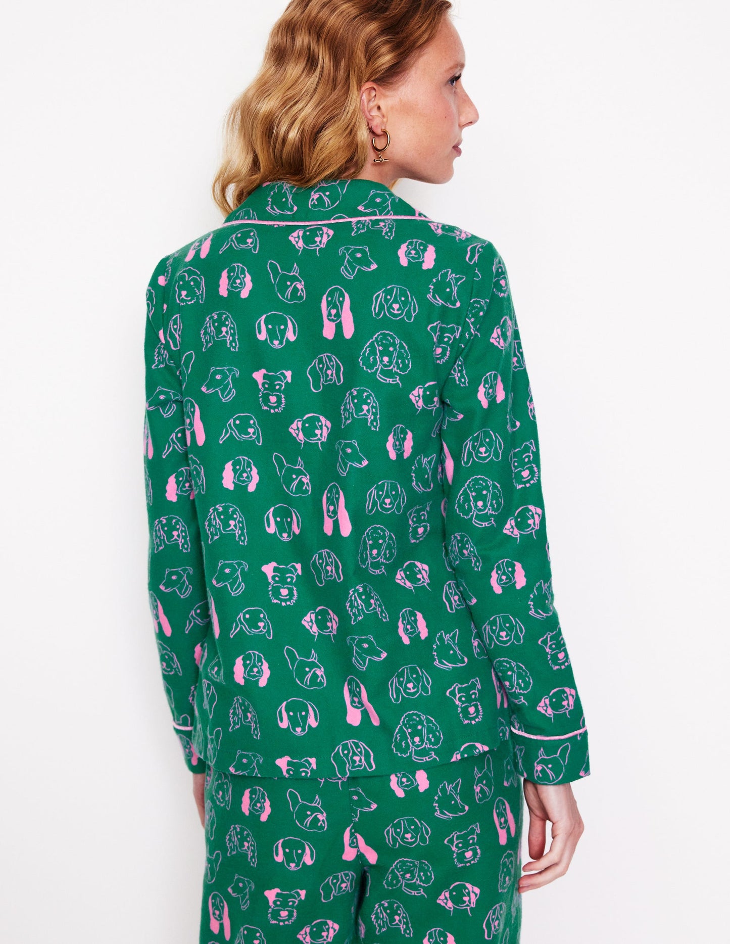 Brushed Cotton Pyjama Shirt-Malachite, Dogs