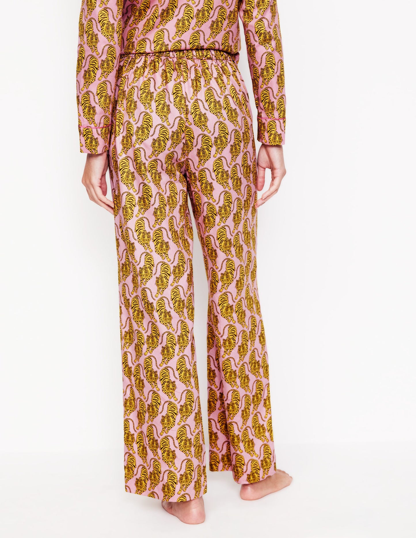 Cotton Sateen Pyjama Trousers-Ceylon Yellow, Tiger