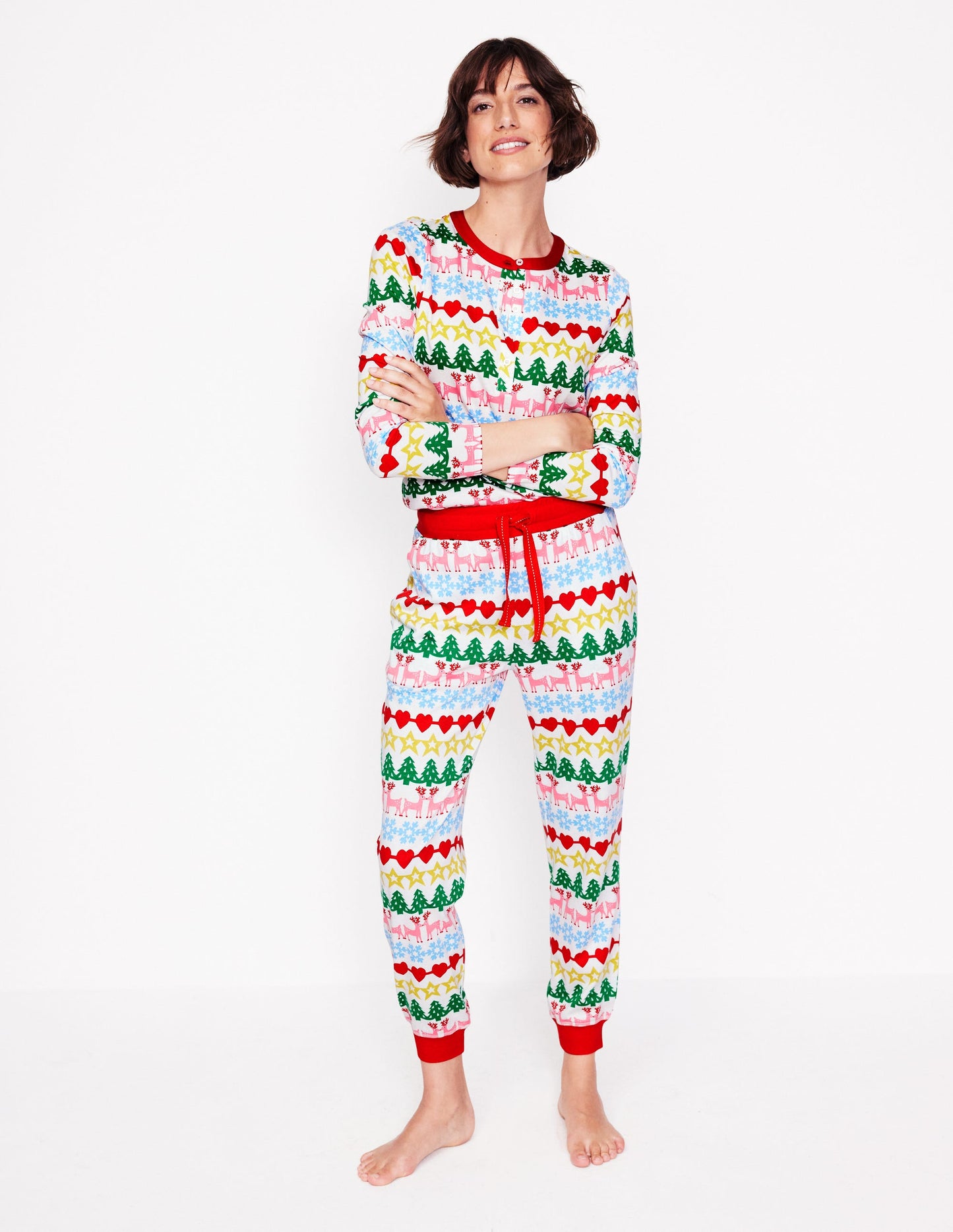 Jersey Pyjama Long Sleeve Top-Multi, Gingerbread Fairisle