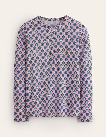 Jersey Pyjama Long Sleeve Top-Quartz, Pome Stamp