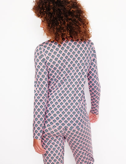 Jersey Pyjama Long Sleeve Top-Quartz, Pome Stamp