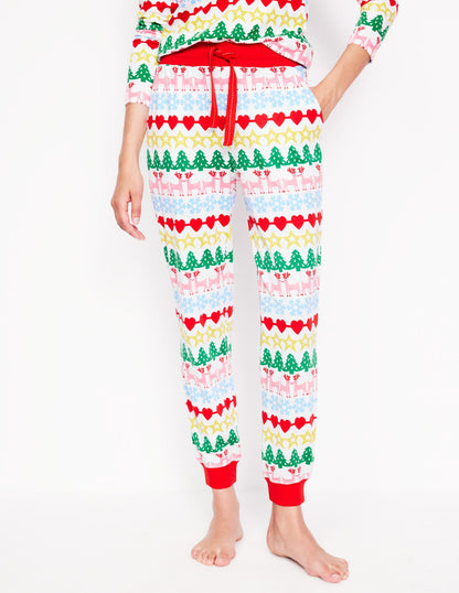 Jersey Pyjama Bottoms-Multi, Gingerbread Fairisle