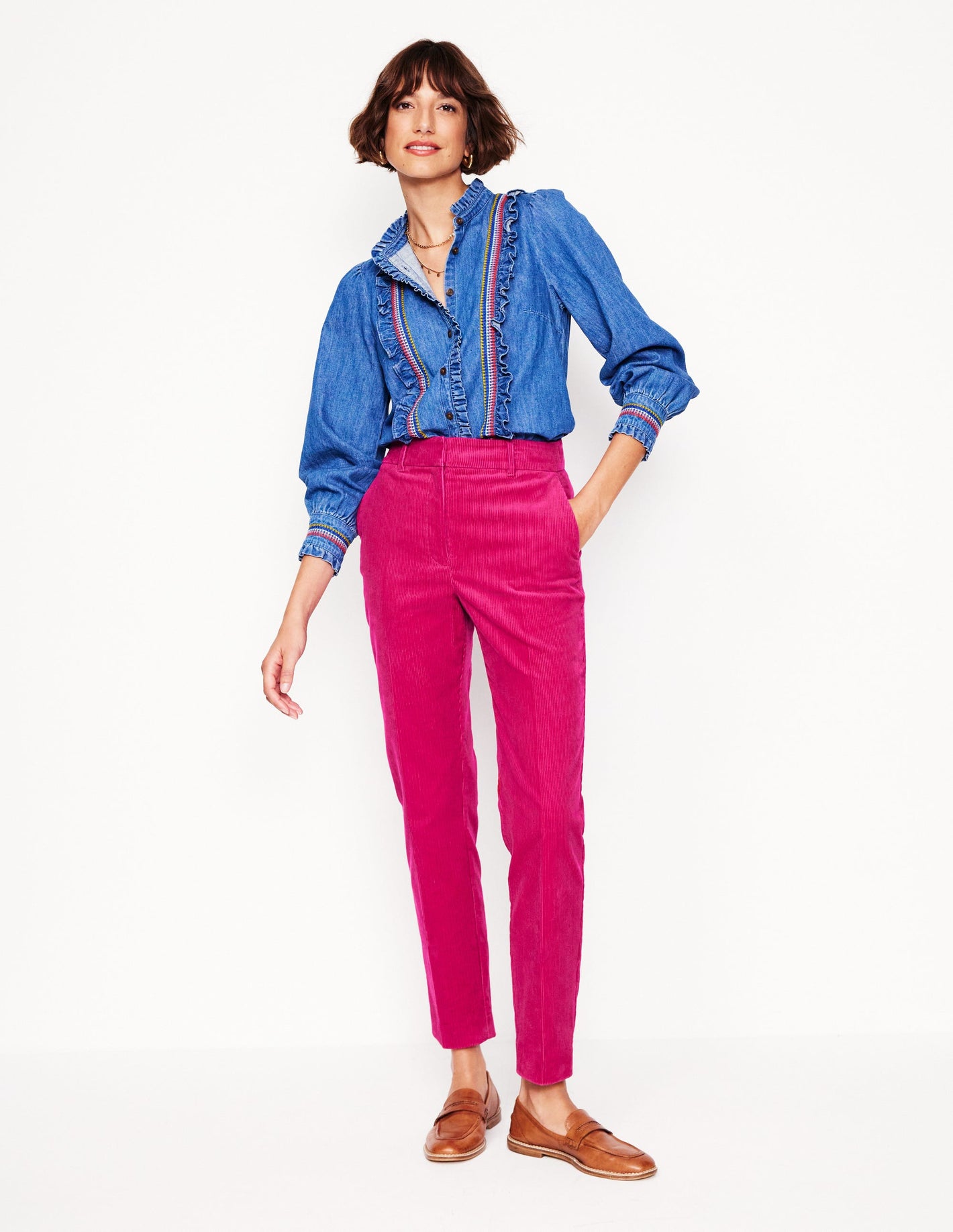 Kew Cord Trousers-Cherry Jam