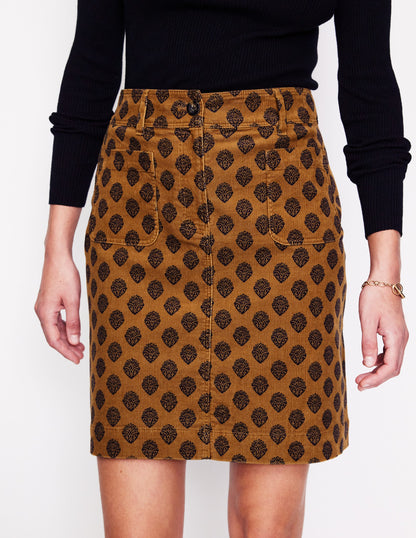 Estella Cord Skirt-Rubber, Ornate Stamp