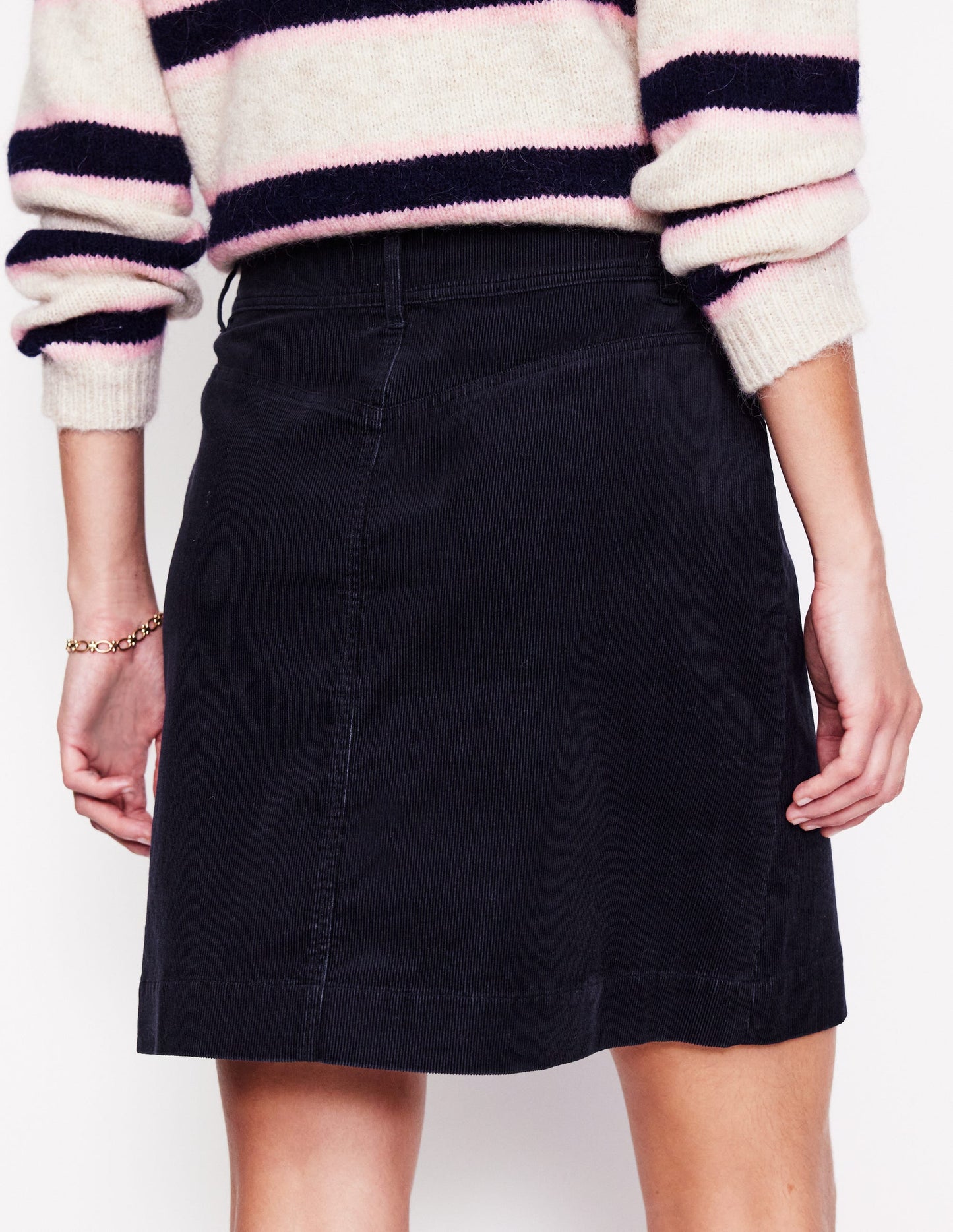 Estella Cord Skirt-Navy