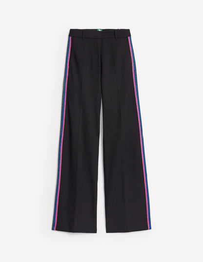 Westbourne Ponte Trousers -Black, Rainbow Stripe