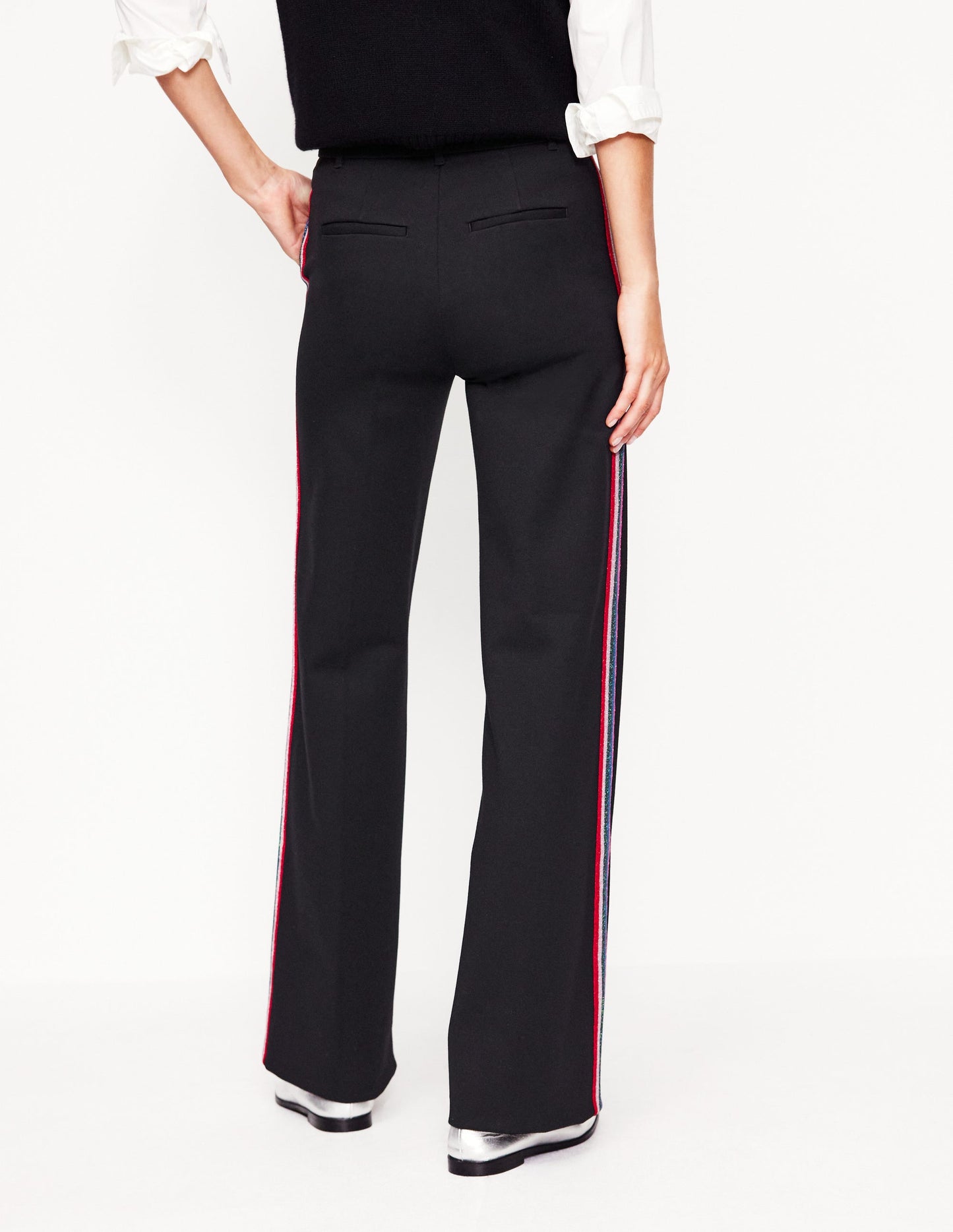 Westbourne Ponte Trousers -Black, Rainbow Stripe