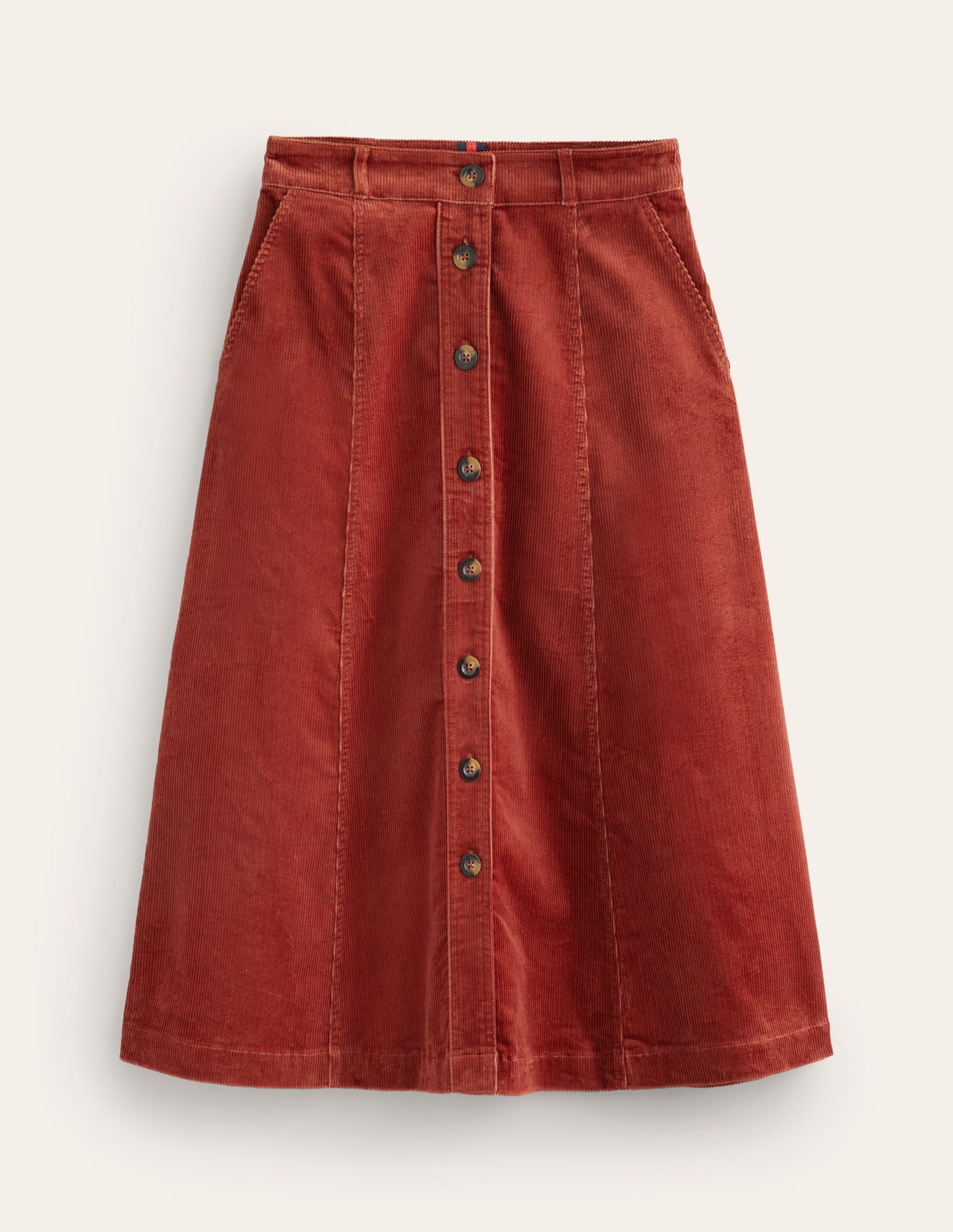 Petra Cord Midi Skirt-Rust