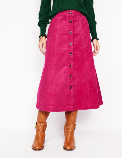 Petra Cord Midi Skirt-Cherry Jam