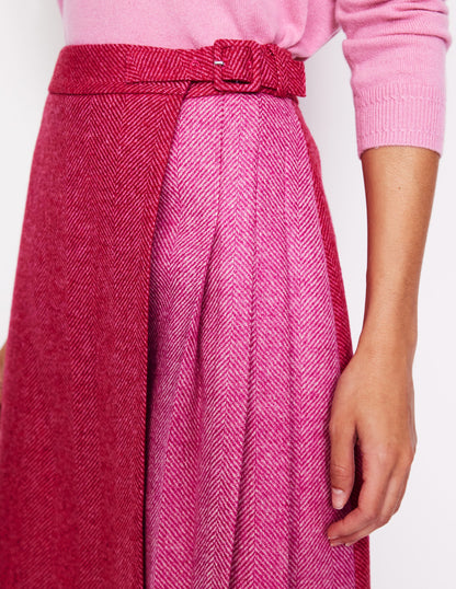 Helen Buckled Kilt-Pink Herringbone