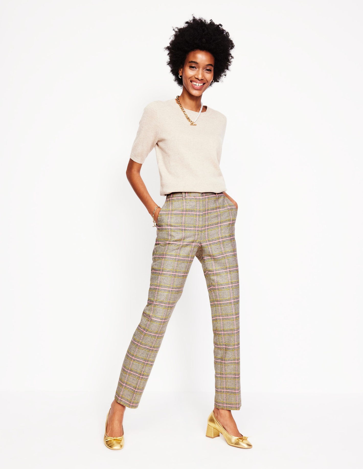 Kew Wool Blend Trousers-Prince of Wales Check