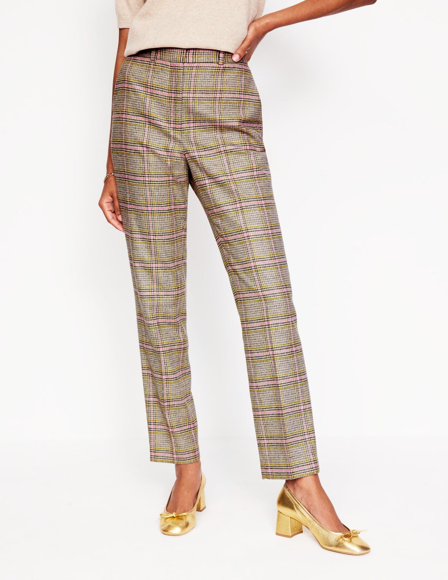 Kew Wool Blend Trousers-Prince of Wales Check