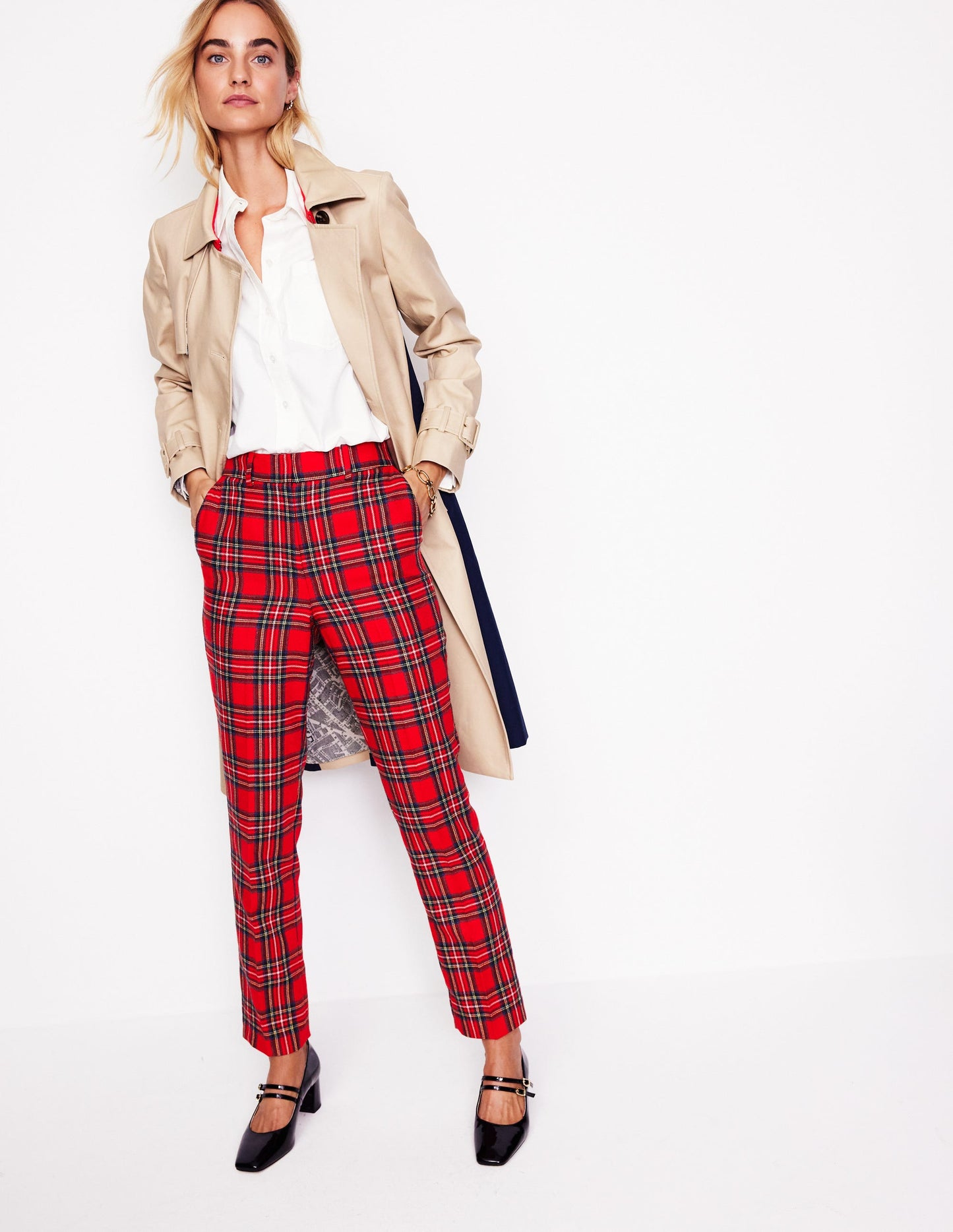 Kew Wool Blend Trousers -Red and Blue Check