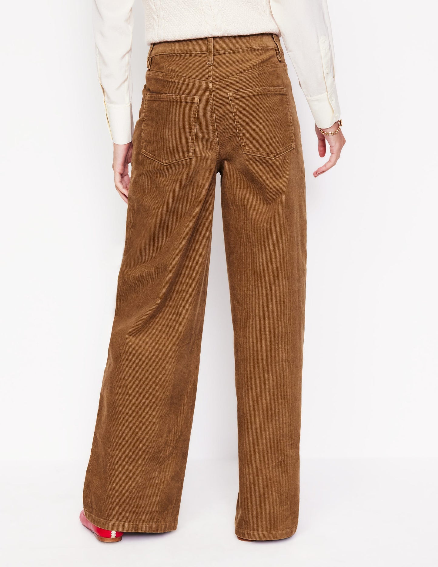 5 Pocket Cord Wide Jeans-Camel