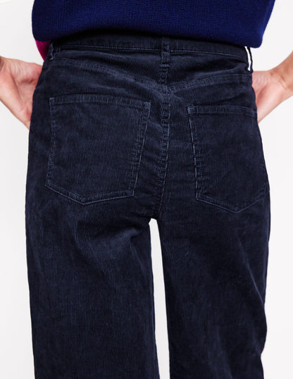 5 Pocket Cord Wide Jeans-Navy