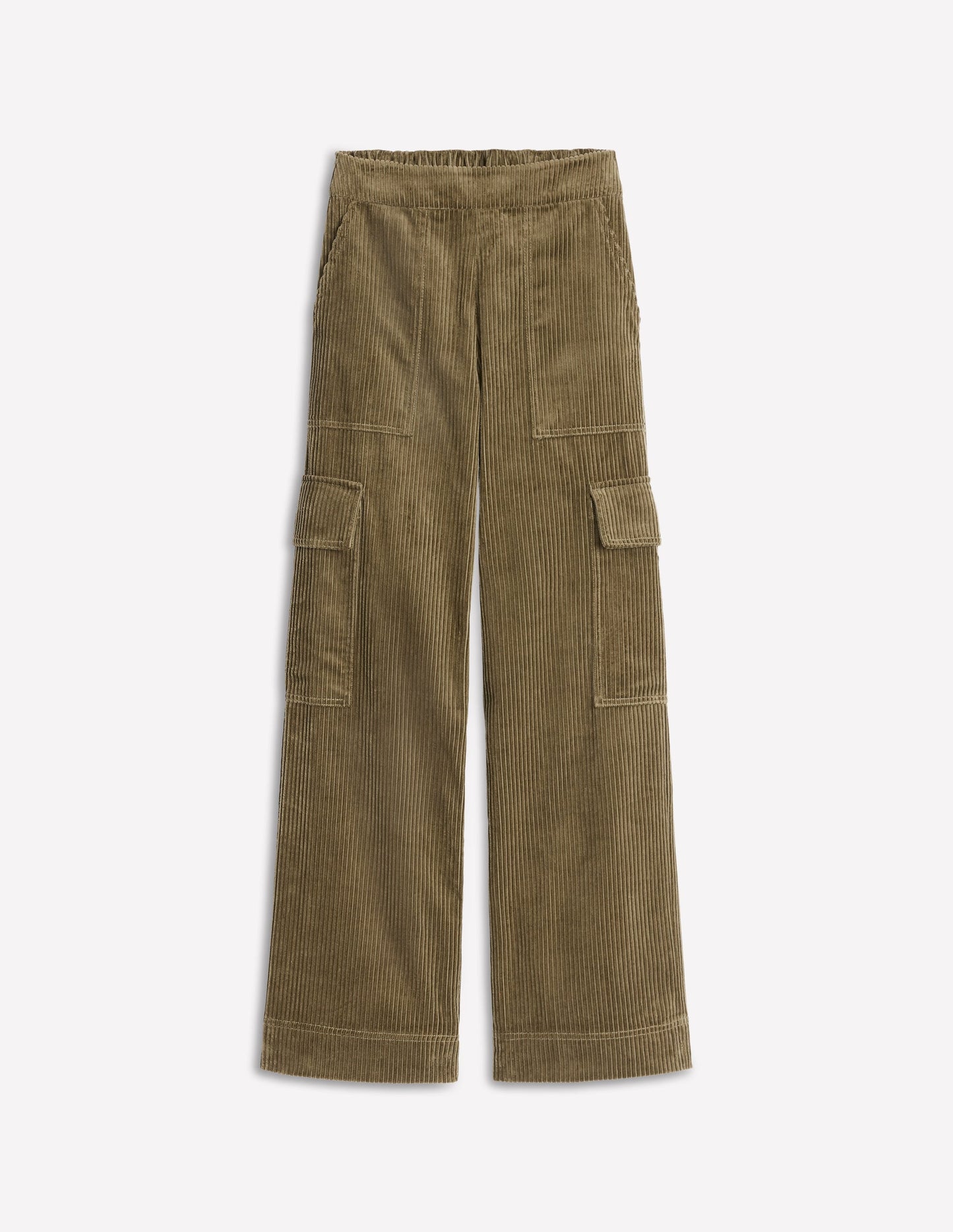 Cord Pull-on Trousers-Olive Khaki