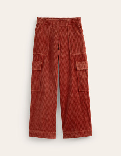 Cord Pull-on Trousers-Red