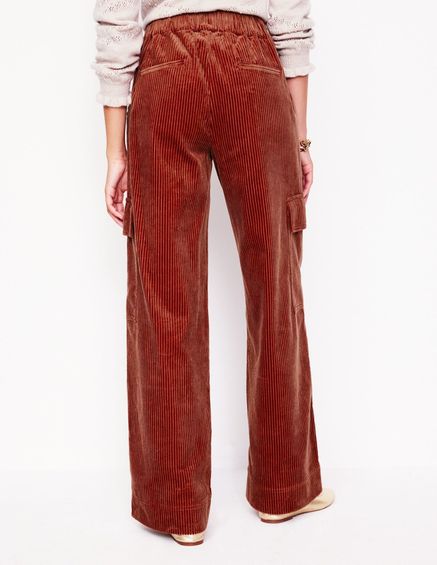 Cord Pull-on Trousers-Red