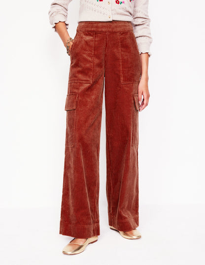 Cord Pull-on Trousers-Red