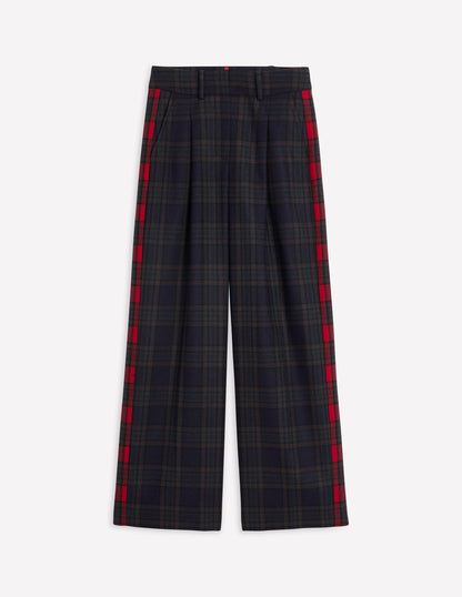 Chiswick Wool-Blend Trousers -Navy and Green Check