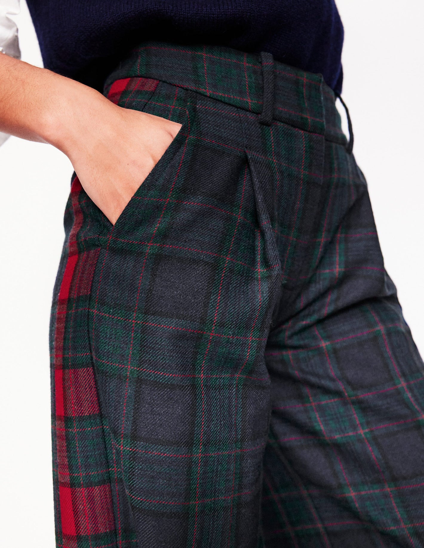 Chiswick Wool-Blend Trousers -Navy and Green Check