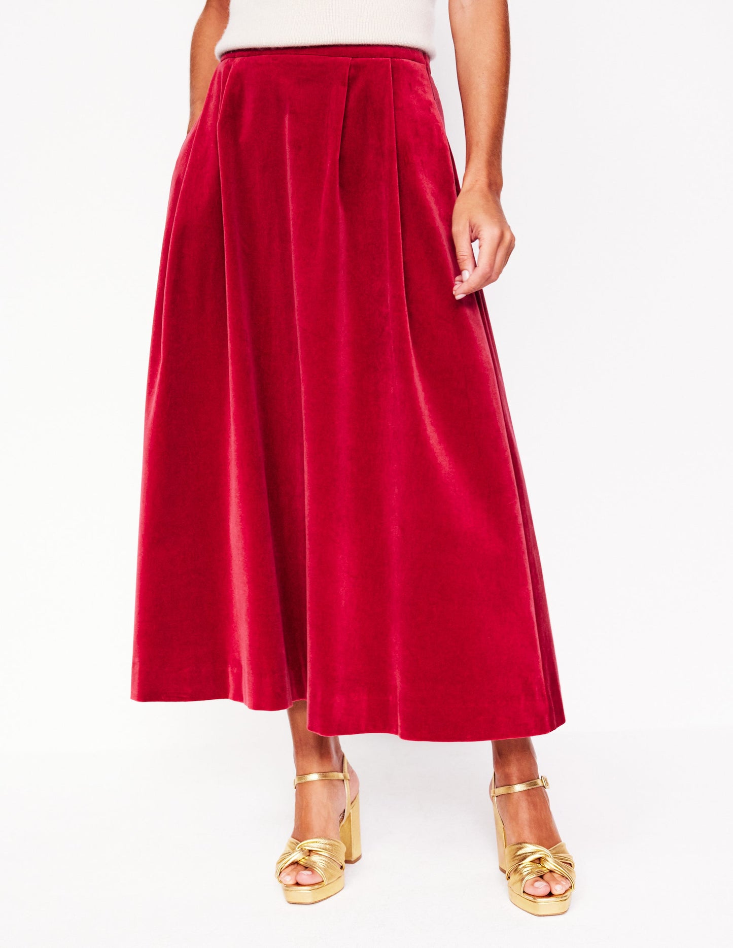 Angelica Velvet Skirt-Red Liquorice