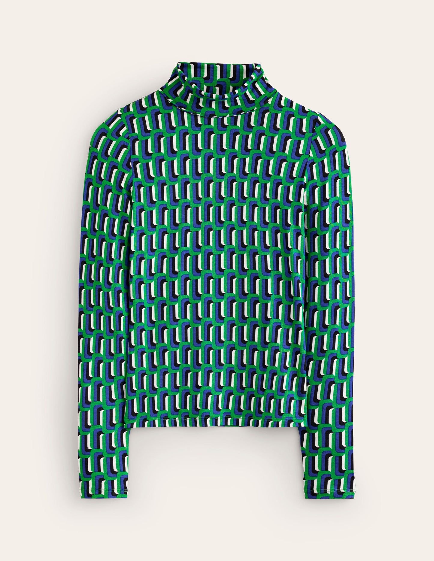 Polly Jersey Top-Green and Blue, Falling Geo