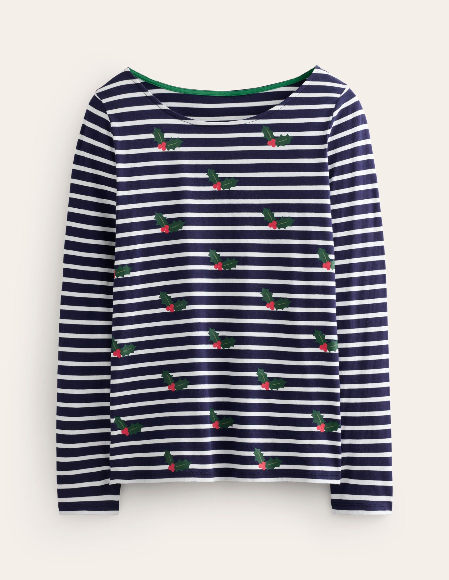 Ella Long Sleeve Breton -Navy, Holly Stripe