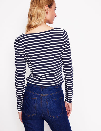 Ella Long Sleeve Breton -Navy, Holly Stripe