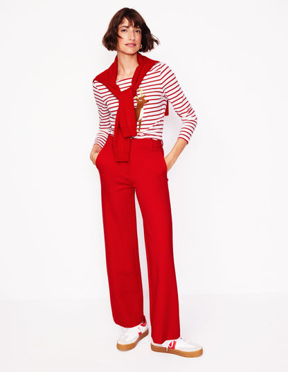 Ella Long Sleeve Breton-Red, Reindeer Stripe