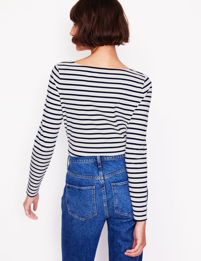 Ella Long Sleeve Breton -Ivory, Navy, Falalala