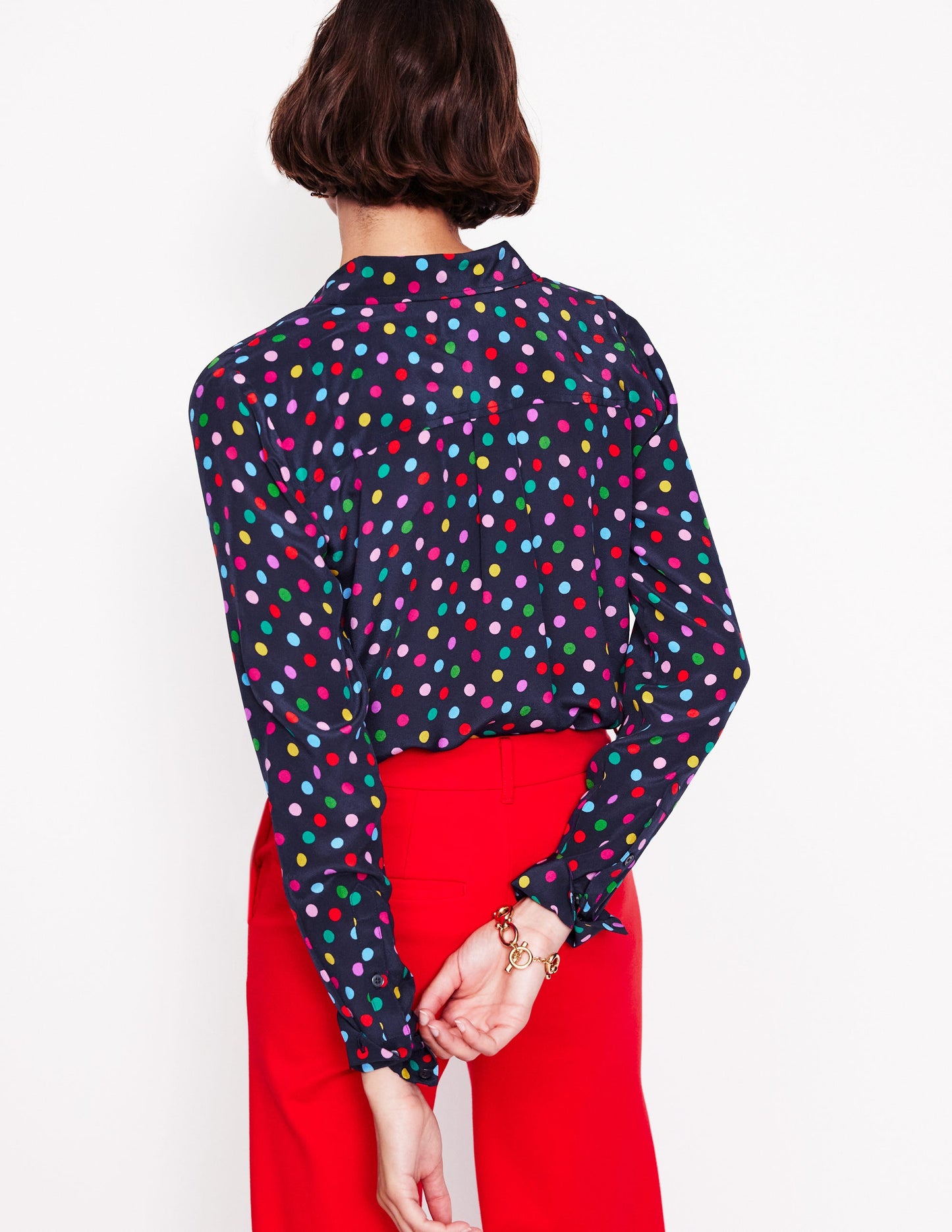 Sienna Silk Shirt-Multi, Abstract Dot