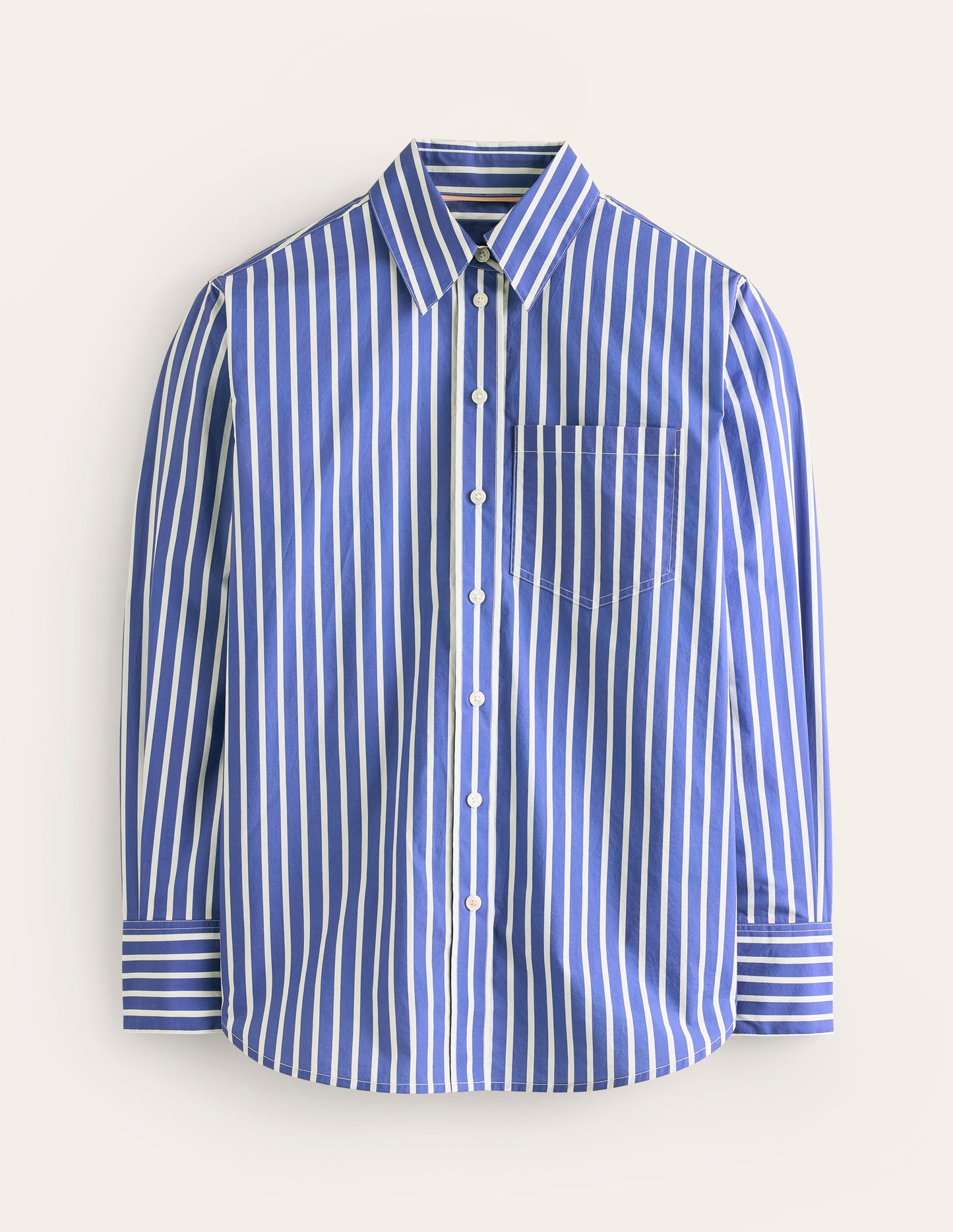 Connie Relaxed Cotton Shirt-Surf The Web and Ivory Stripe