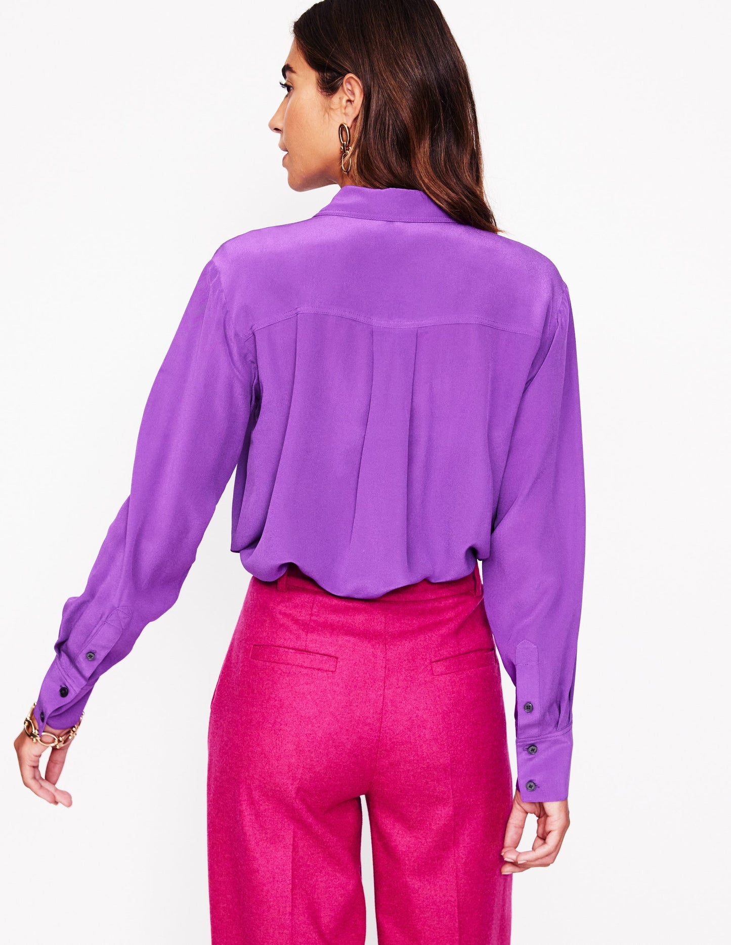 Connie Relaxed Silk Shirt-Royal Purple