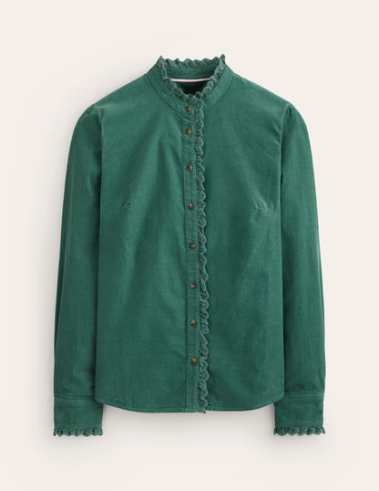 Phoebe Cord Shirt-Spruce Green