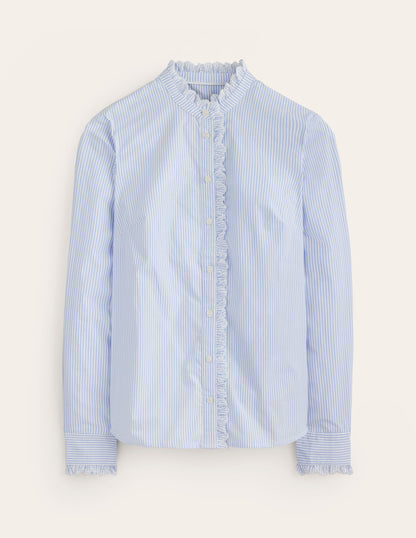 Phoebe Shirt-Blue, Ivory Stripe