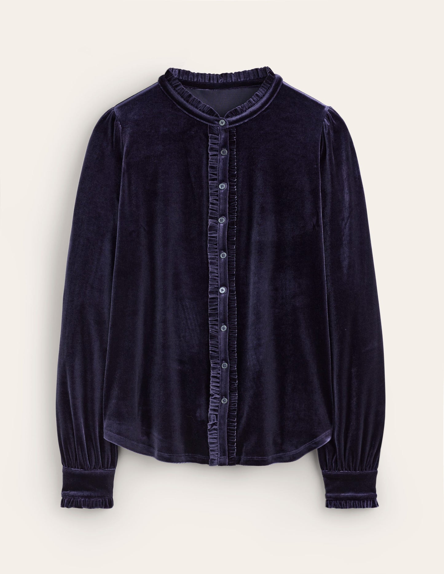 Caroline Jersey Velvet Shirt-Navy