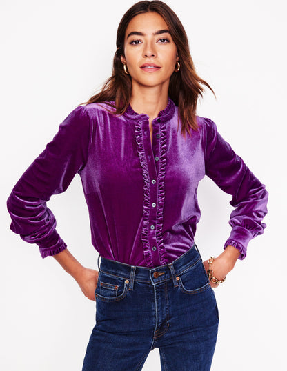 Caroline Jersey Velvet Shirt-Regal Purple