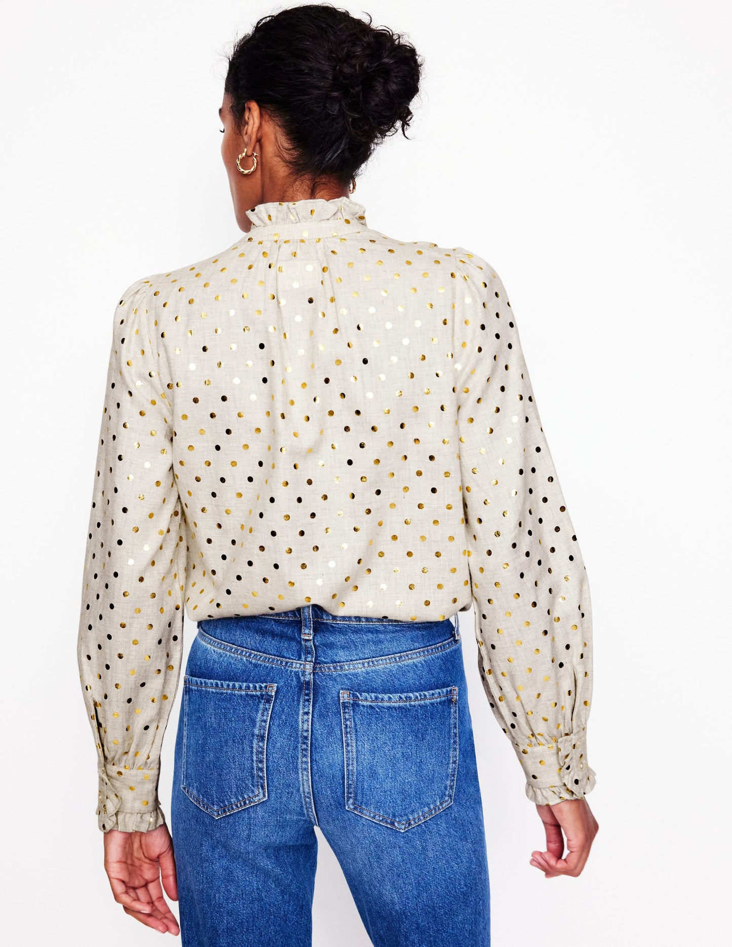 Isla Frill Detail Blouse -Metallic Spot